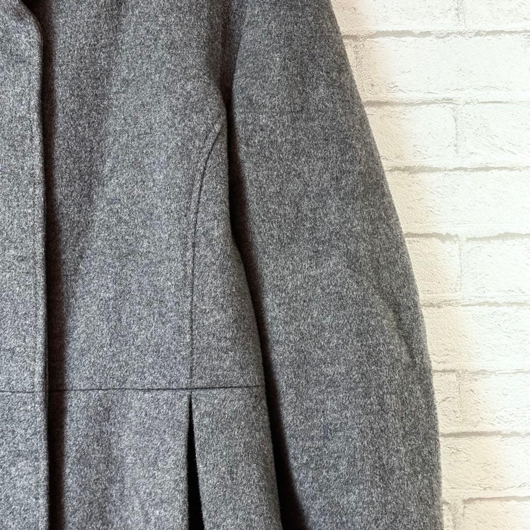 【ルイルエブティック】ウールスタンドカラーリボン付きエレガントロングコート2XL
