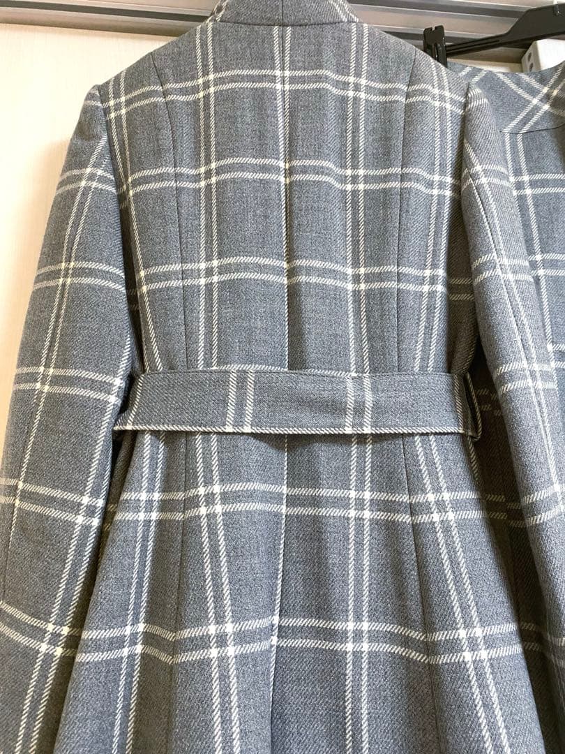 新品☆ミッシェルクラン ロングコート スカート セット チェック ウールカシミヤ