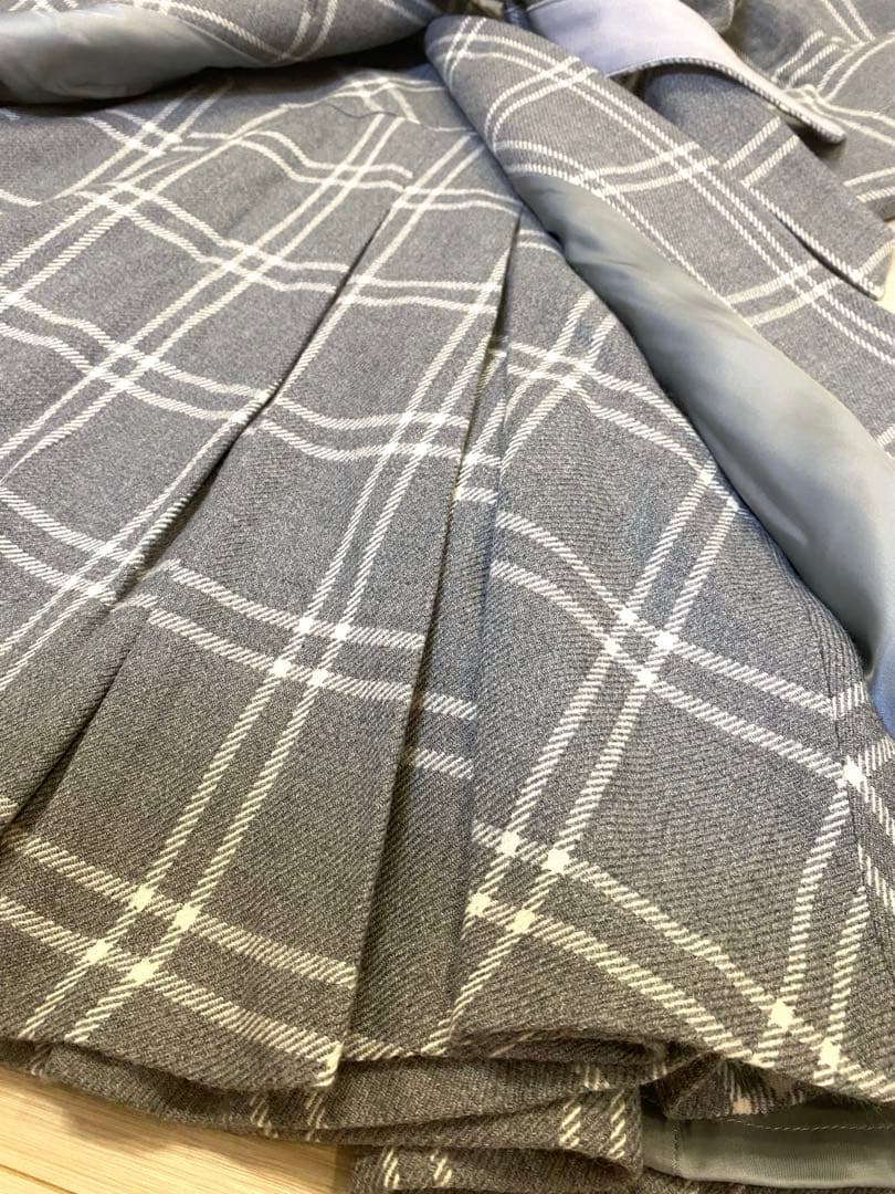 新品☆ミッシェルクラン ロングコート スカート セット チェック ウールカシミヤ