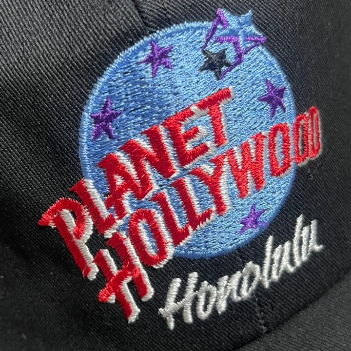 90s USA製 プラネット ハリウッド ロゴ ブラック キャップ 古着 レトロ