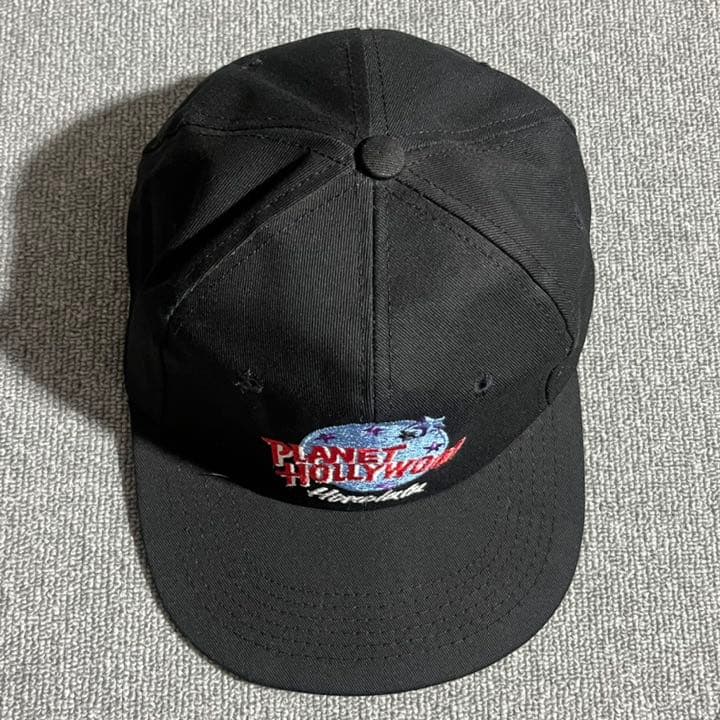90s USA製 プラネット ハリウッド ロゴ ブラック キャップ 古着 レトロ